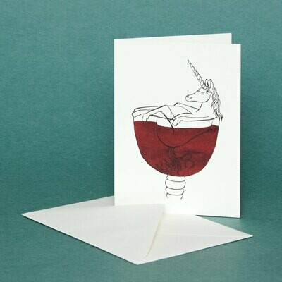 Unicorn Wine Greeting Card