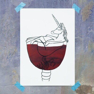 Unicorn Wine Art Print