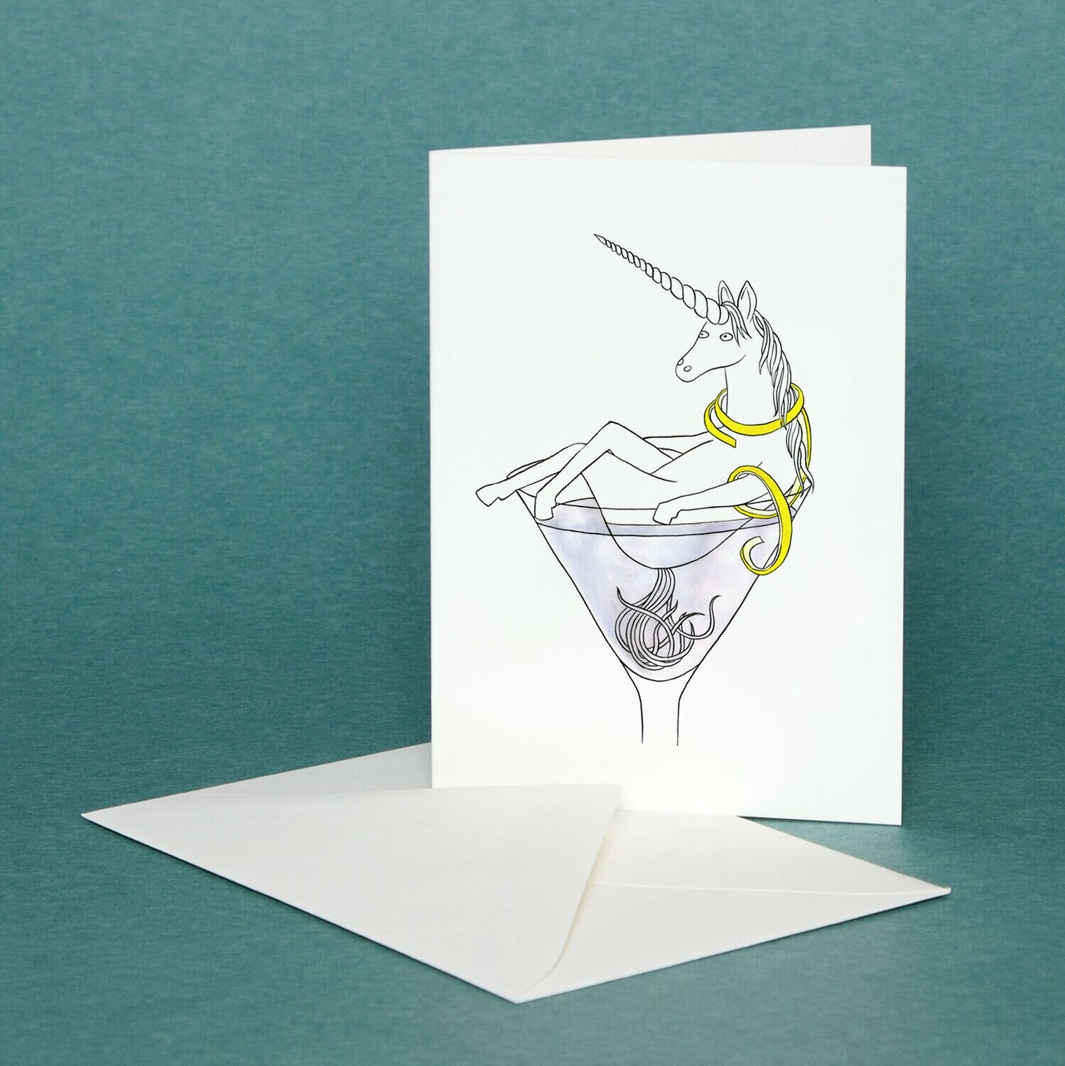 Unicorn Martini Lemon Greeting Card