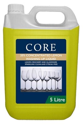 Core Brand Concentrated Lemon Washing Up 
Liquid 1 x 5 Ltr  20%