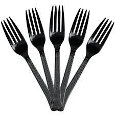 Premium Plastic Forks Black 1x100