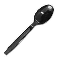 Premium Plastic Dessert Spoons Black 1x100
