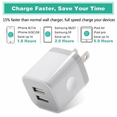 USB Wall Charger, 3-Pack 2.1A/5V Dual Port USB Plug Power Adapter Charging Block Cube Compatible with iPhone 11 /Pro Max, XR/XS/X 8/7/6 Plus, Samsung, Moto, Kindle, Android Phone USB Wall Charger, 3-Pack 2.1A/5V Dual Port USB Plug Power Adapter Charging Block Cube Compatible with iPhone 11 /Pro Max, XR/XS/X 8/7/6 Plus, Samsung, Moto, Kindle, Android Phone