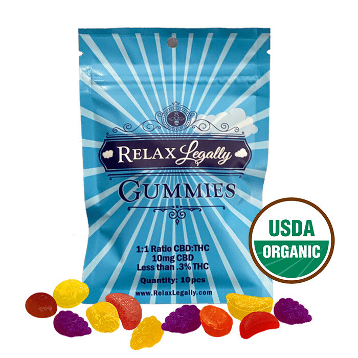 USDA Certified Organic CBD 10mg Gummies 10ct per bag