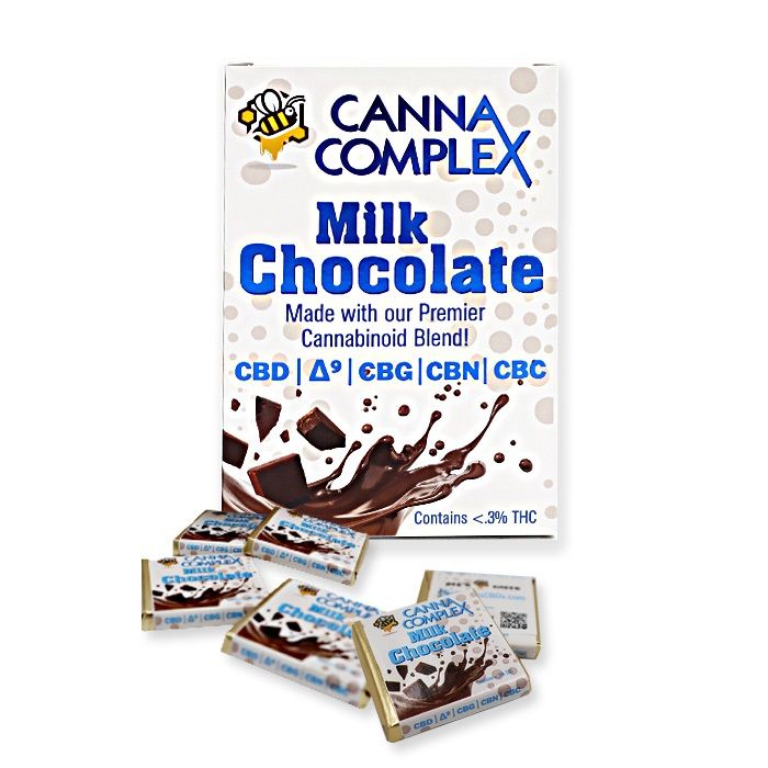 NEW CannaComplex Milk Chocolate Bar – 62.5mg Cannabinoids Each