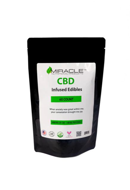 CBD Infused Gummy 40mg per piece 2400mg 60ct bag - vegan pectin gummies