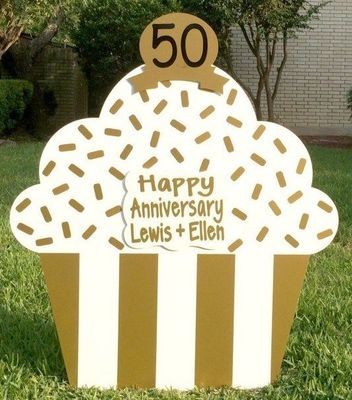 Gold Champagne Cupcake Lawn Sign