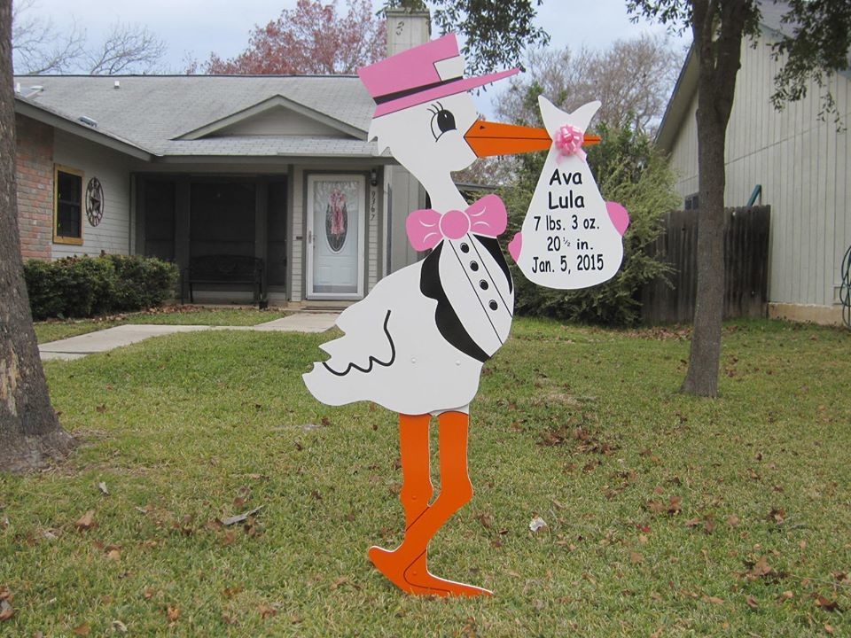 Girl Stork Birth Announcement