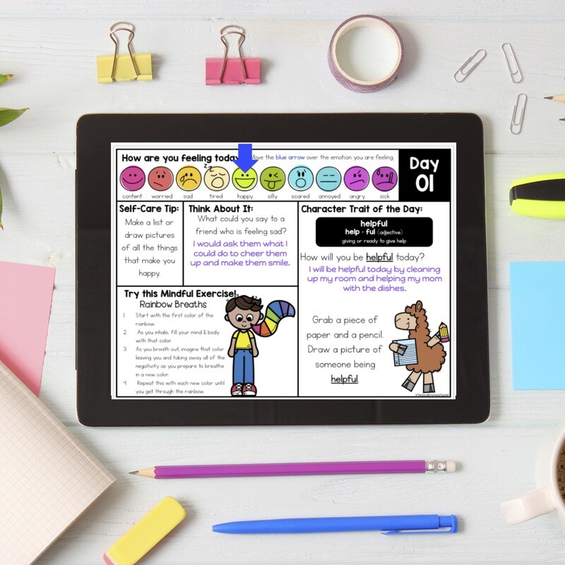 Social Emotional Learning Morning Work Daily Check-Ins - Digital Version