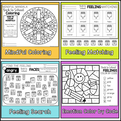 Back to School Social Emotional Learning Activity Worksheets