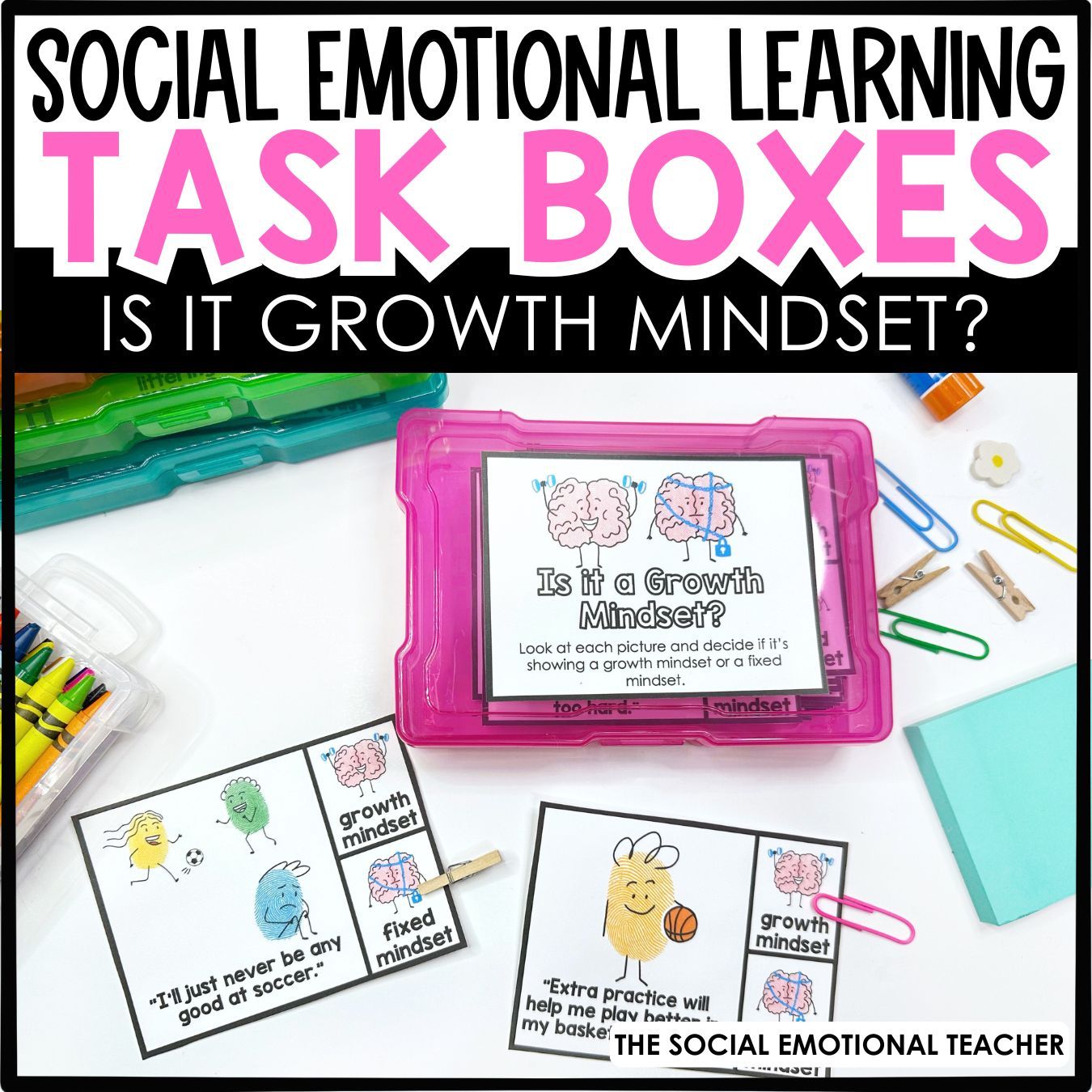Growth Mindset Task Card Box for SEL