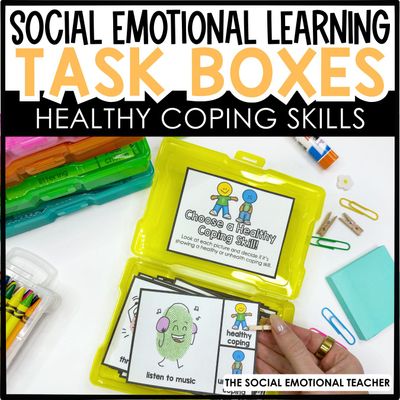 Coping Skills Task Card Box for SEL