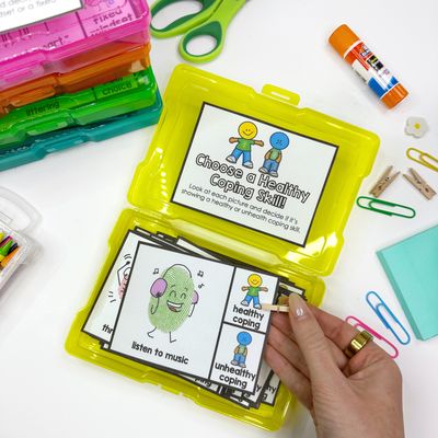 Coping Skills Task Card Box for SEL