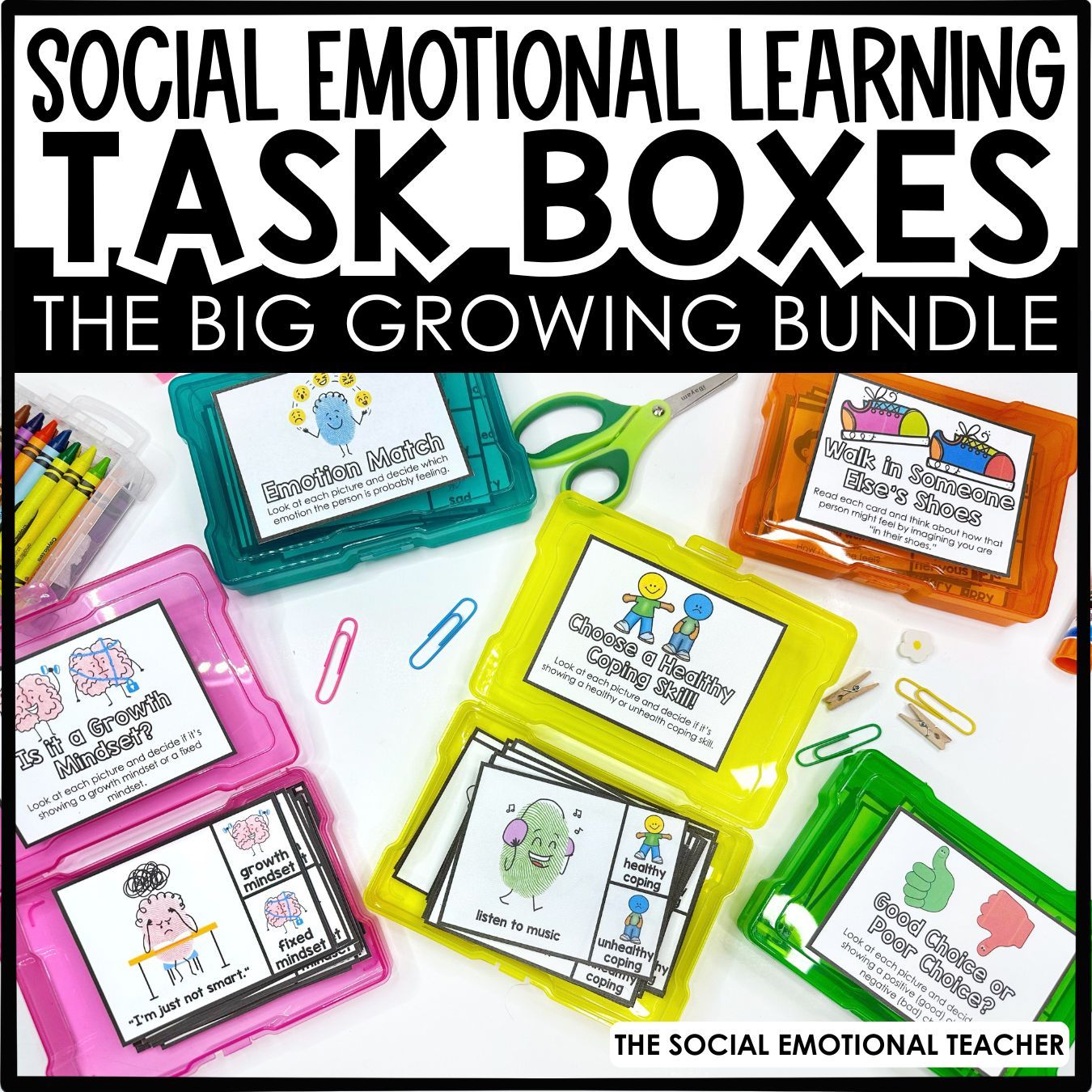 Social Emotional Learning Task Card Boxes Mega Growing Bundle