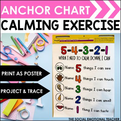 Grounding Strategy 5-4-3-2-1 Traceable Anchor Chart Poster