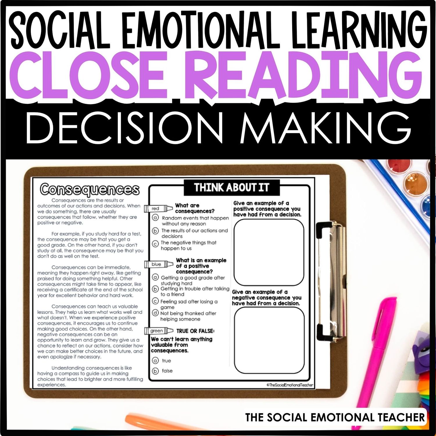 Social Emotional Close Reading: Decision Making