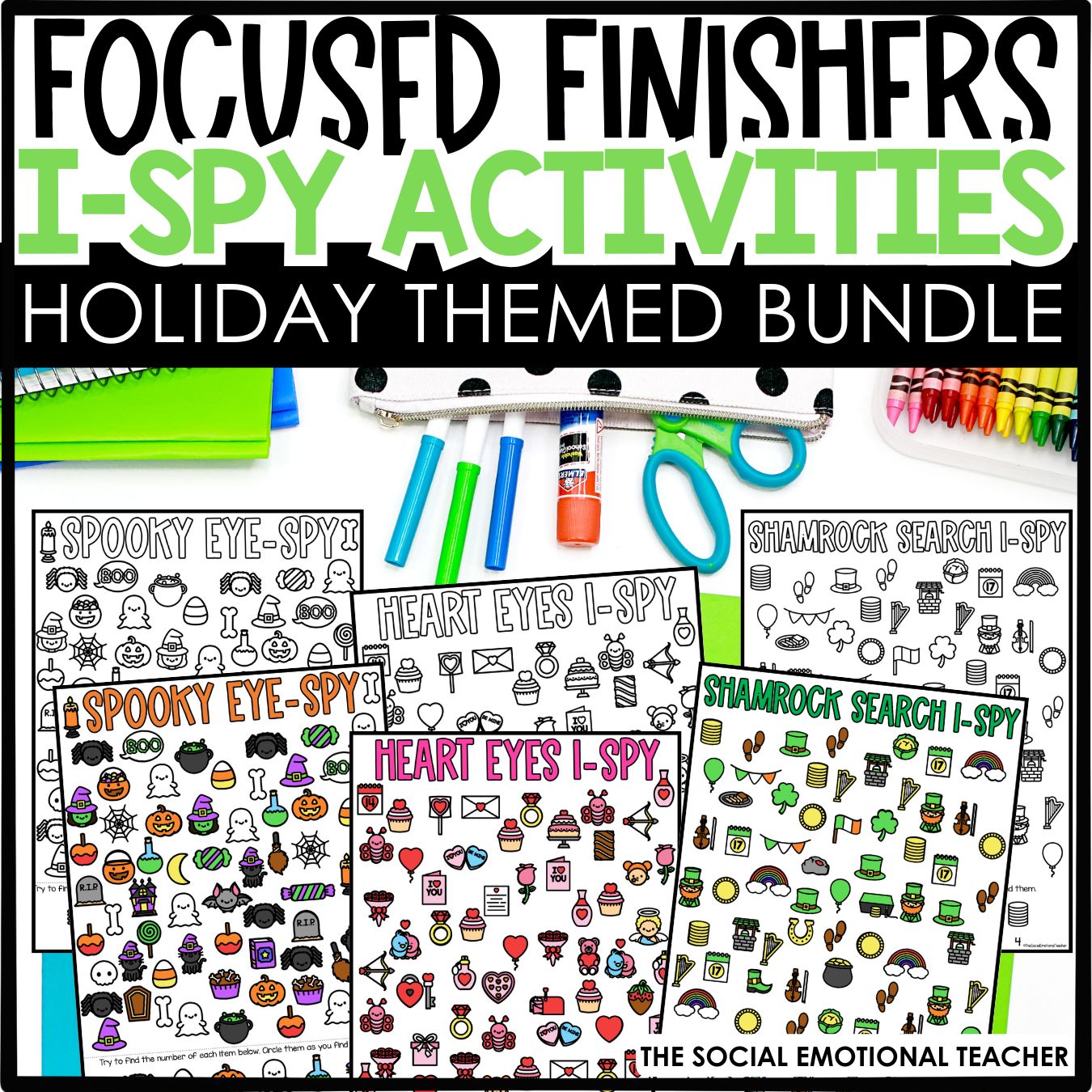 I Spy Worksheets for Early Finishers - Holiday Theme Search &amp; Find