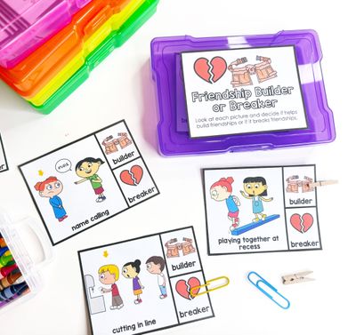Friendship Skills Task Card Box for SEL