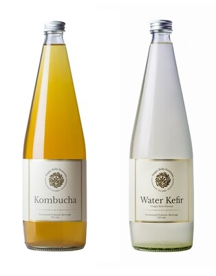 Mixed box of 6 - Kombucha 750ml x 3, Water Kefir 750ml x 3