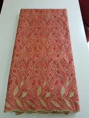 Lace fabric - Red & Gold