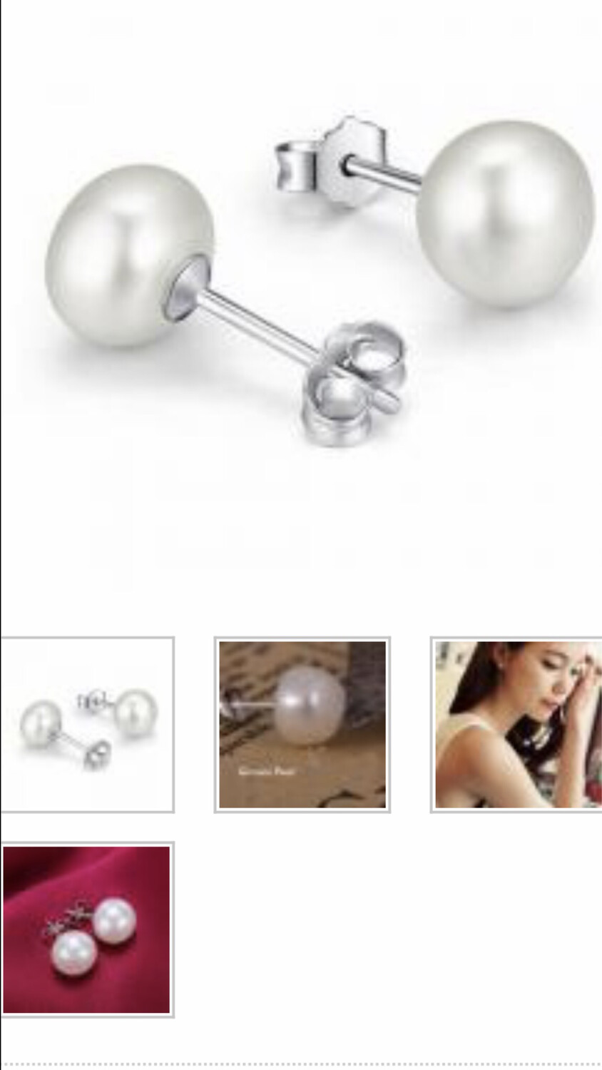 SIMPLE CZ White 925 Sterling Silver Round Stud Earrings  (4mm 5mm 6mm 7mm )