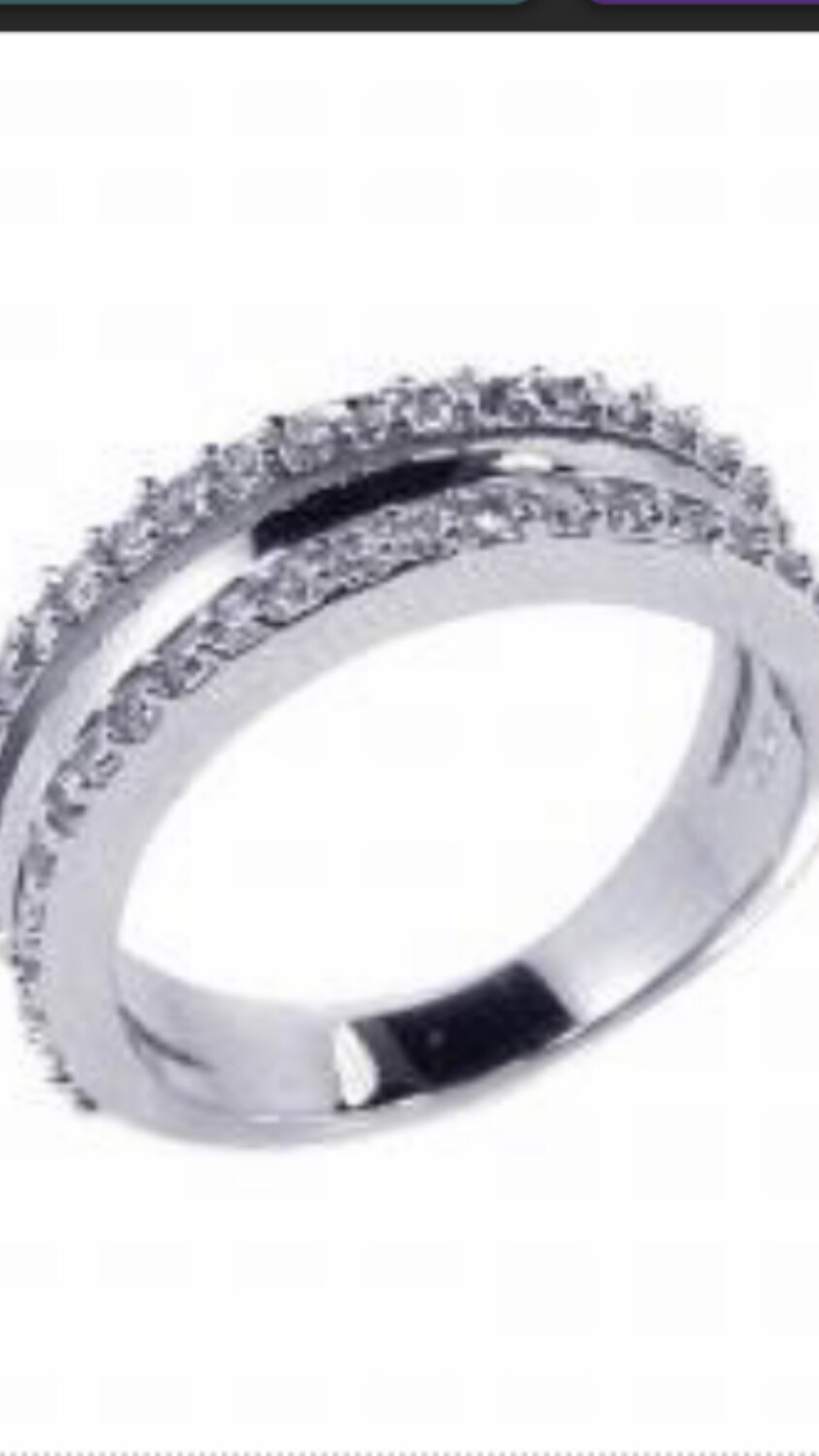 Sterling Silver  925 Rhodium Plated Half Clear CZ Ring
