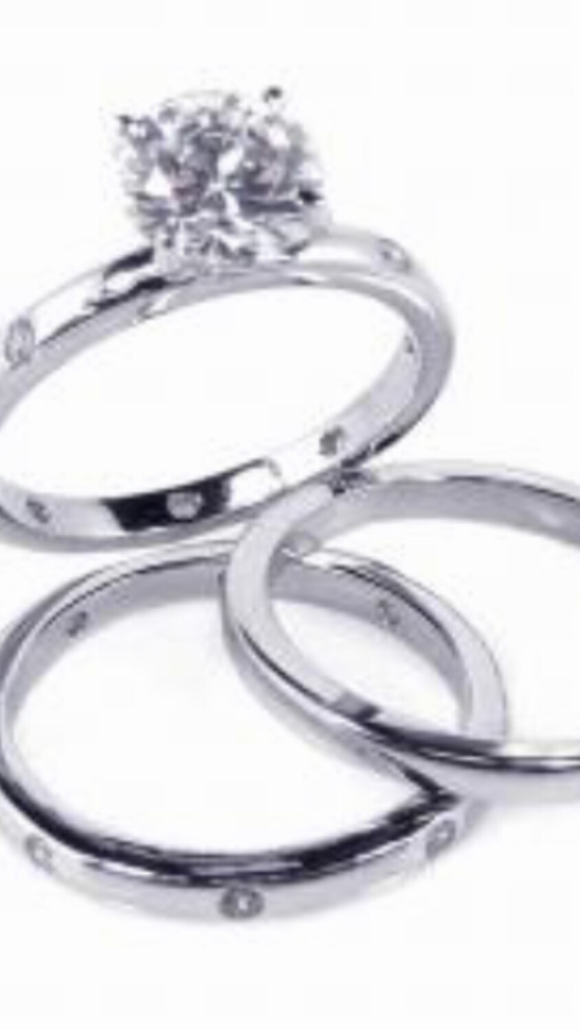 Sterling Silver 925 Rhodium Plated Clear CZ Bridal Ring Set