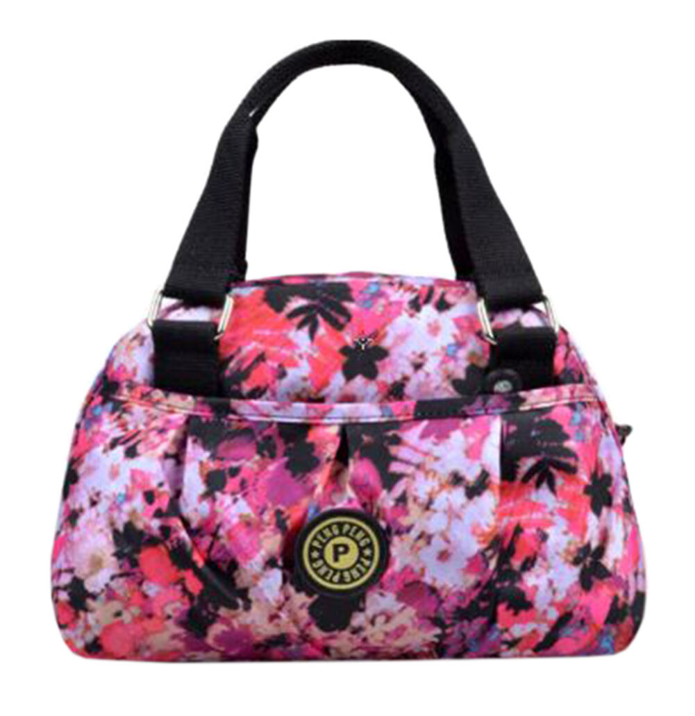 Women Waterproof Zipper Tote Bag Handbag Messenger Bag, Red, Flower
