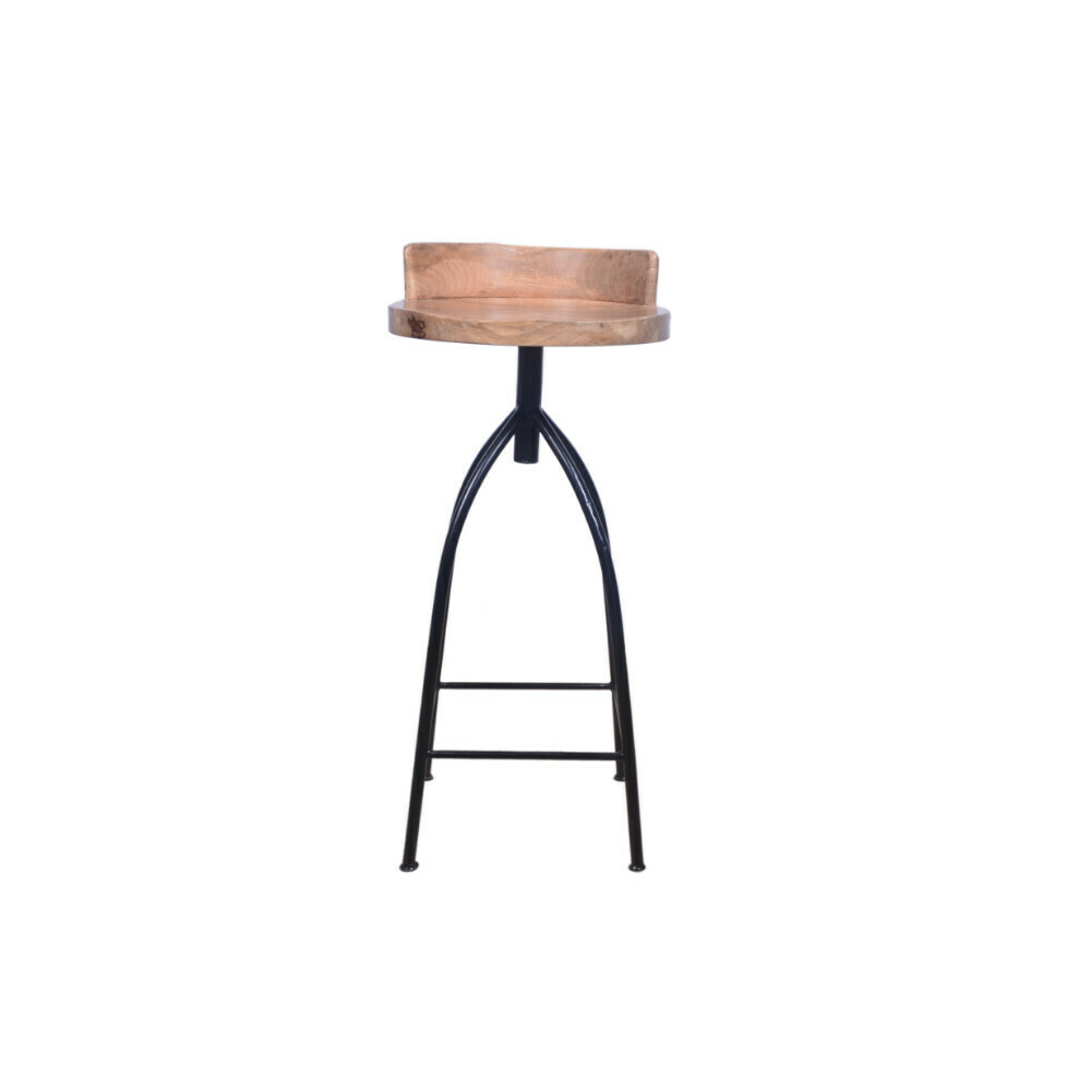 Hinkley Industrial Style Adjustable Swivel Bar Stool With Backrest