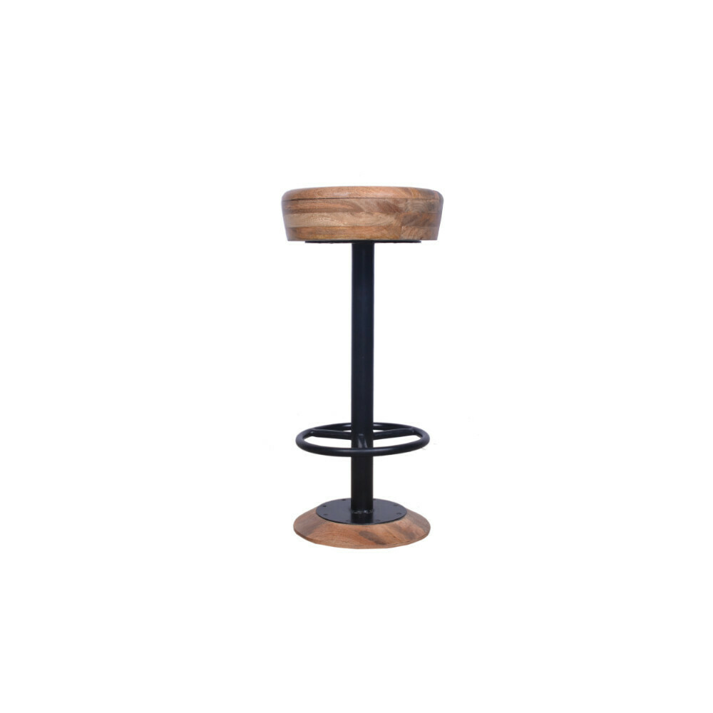 Caymus Industrial Style Adjustable Swivel Bar Stool With Hoopo Footrest