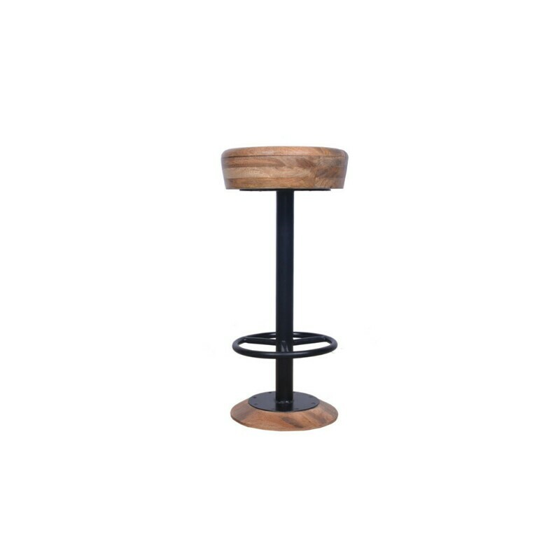Caymus Industrial Style Adjustable Swivel Bar Stool With Hoopo Footrest