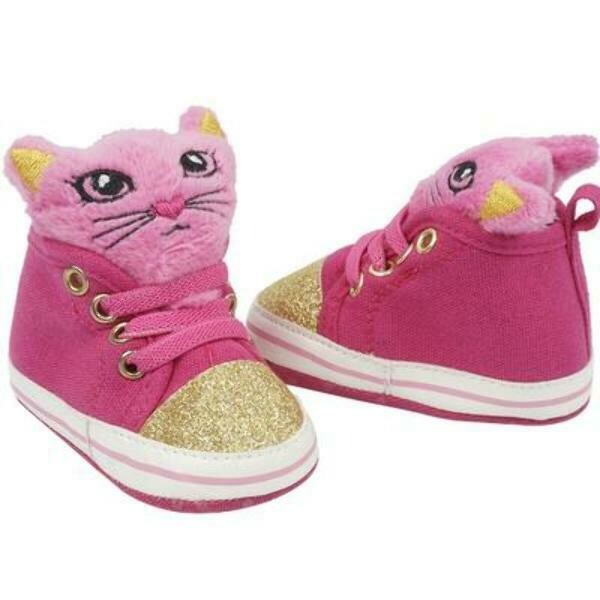 Cutie Pie Pink And Gold Sneakers With Cat Face Case Pack 144