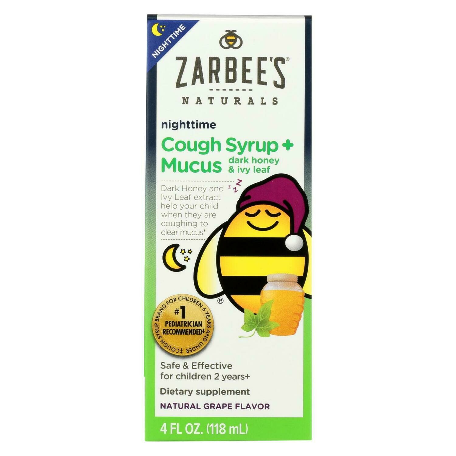 Zarbee&#39;s Cough Syrup And Mucus Reducer - Childrens - Nighttime - 4 Oz