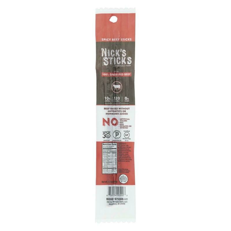 Nick&#39;s Sticks Snack Sticks - Spicy Beef - Case Of 25 - 1.7 Oz.