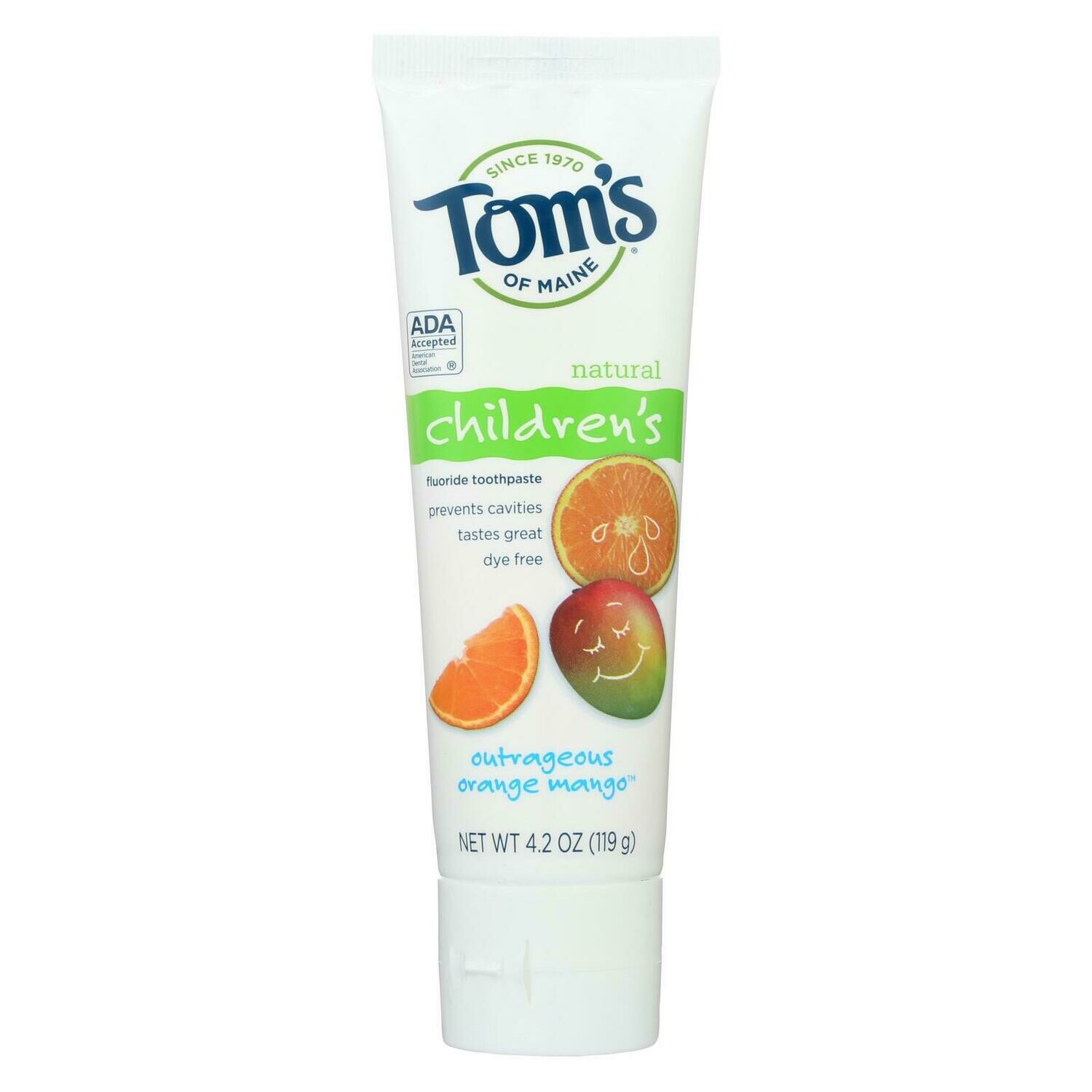 Tom&#39;s Of Maine Children&#39;s Natural Fluoride Toothpaste Outrageous Orange Mango - 4.2 Oz - Case Of 6