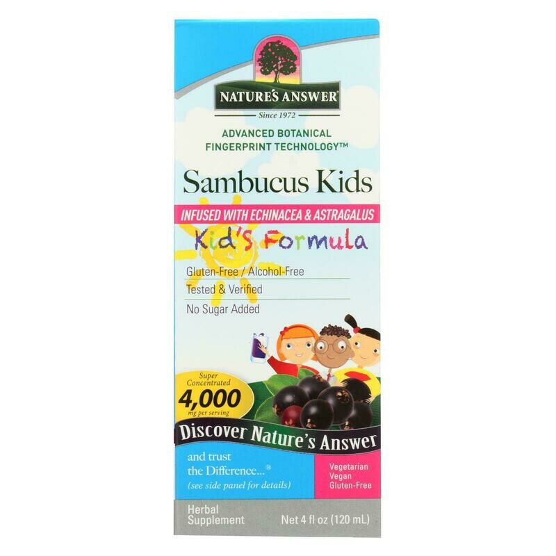 Nature&#39;s Answer - Sambucus Nigra Black Elder Berry Extract Kids Formula - 4 Fl Oz