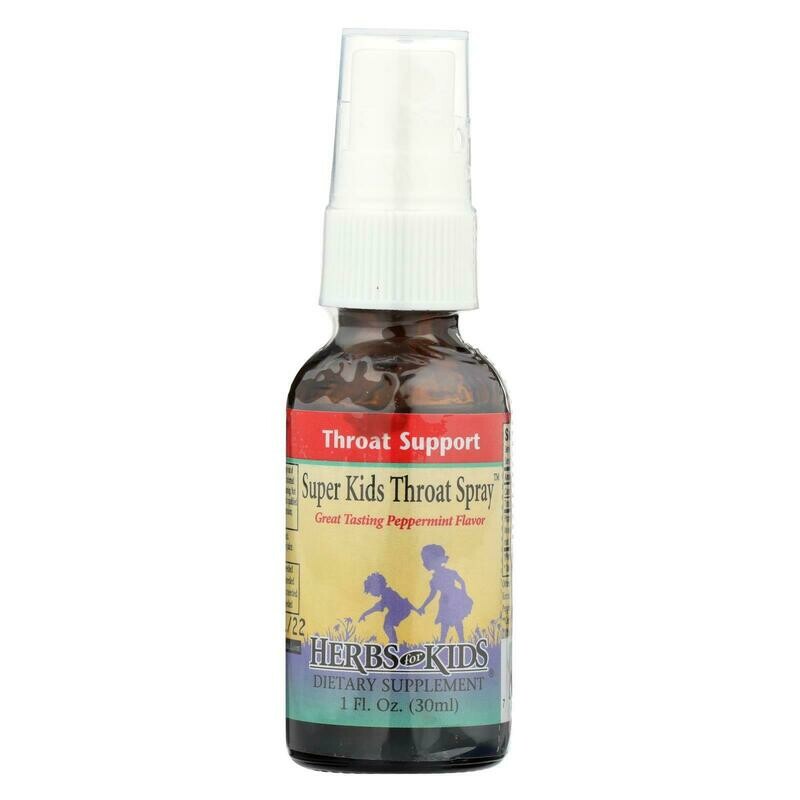 Herbs For Kids Super Kid&#39;s Throat Spray Peppermint - 1 Fl Oz