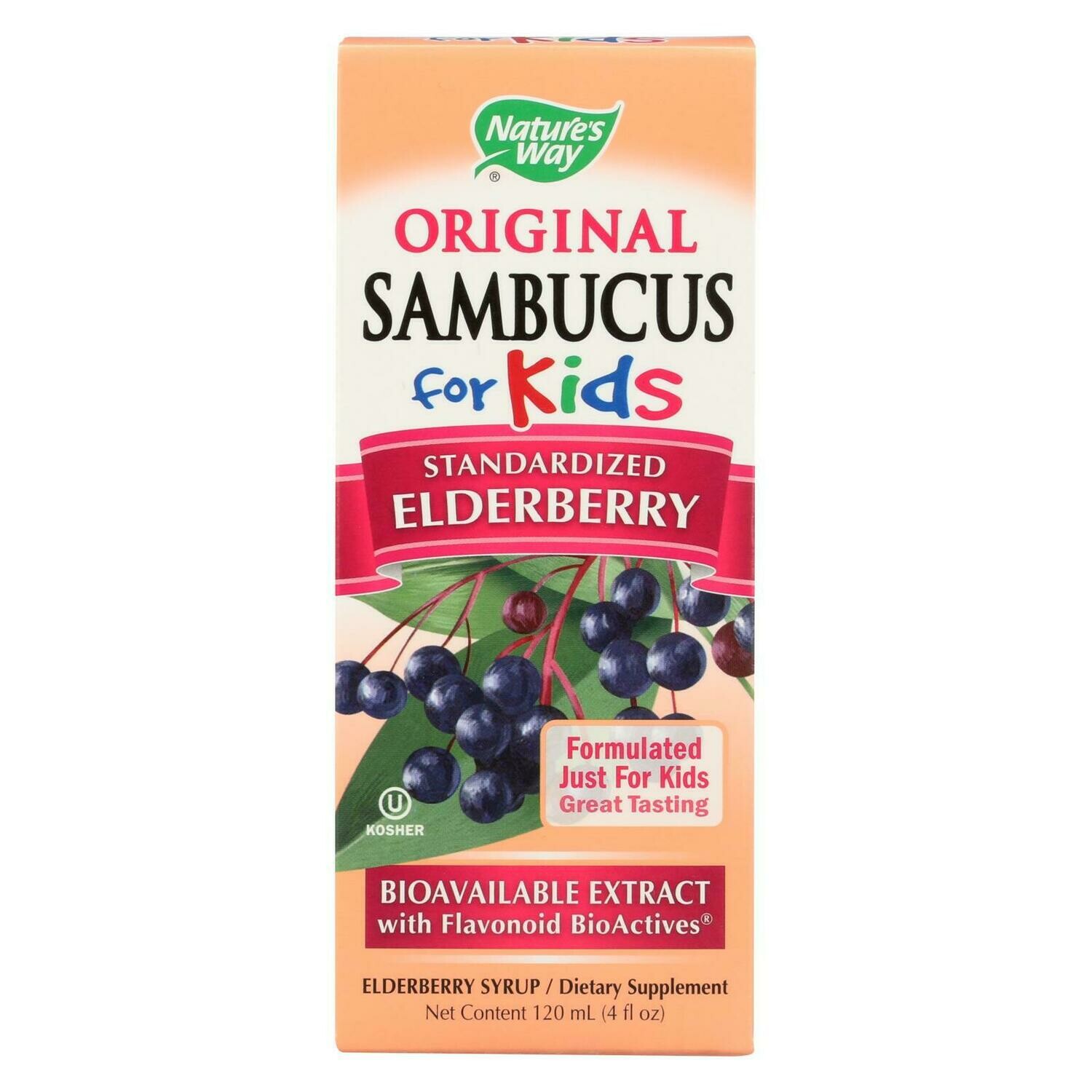 Nature&#39;s Way - Original Sambucus For Kids - Standardized Elderberry - 4 Fl Oz