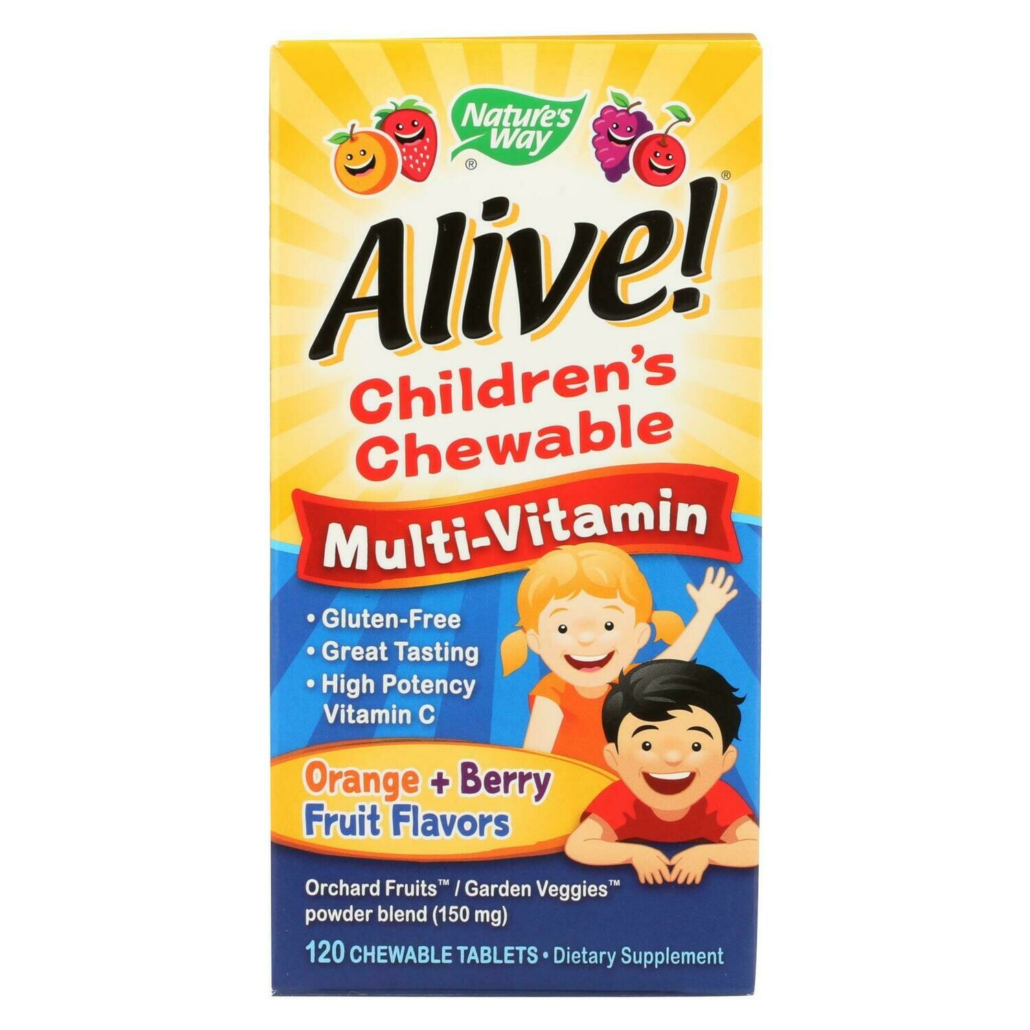 Nature&#39;s Way - Alive! Children&#39;s Chewable Multi-vitamin - Orange And Berry - 120 Chewable Tablets