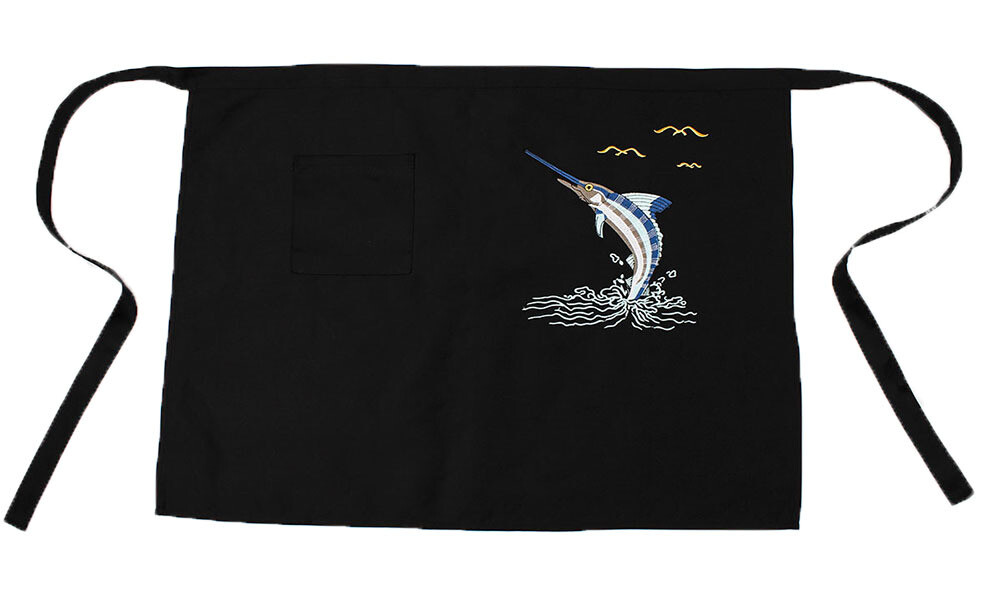Japanese Restaurant Kitchen Chef Apron Mens Embroidered Apron Pocket Black #3