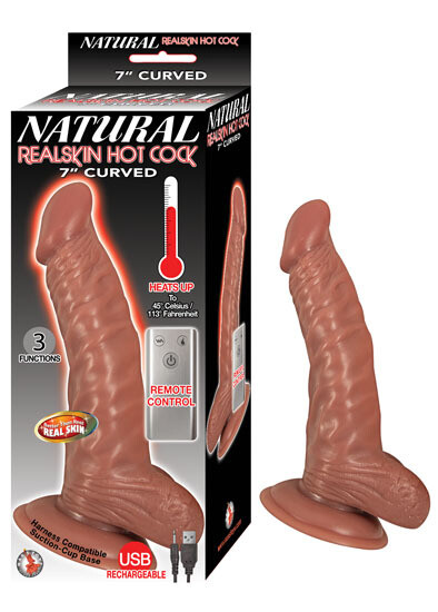 Natural Realskin Hot Cock Curved 7in Brown