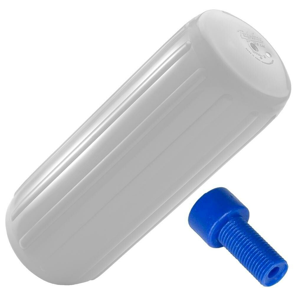 Polyform HTM-1 Hole Through Middle Fender 6.3&quot; x 15.5&quot; - White w/Air Adapter