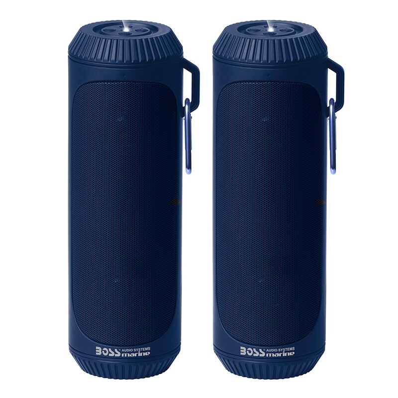 Boss Audio Bolt Marine Bluetooth® Portable Speaker System with Flashlight - Pair - Blue