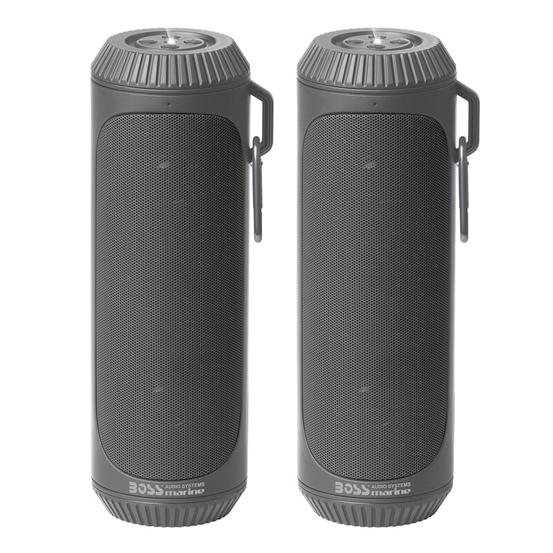 Boss Audio Bolt Marine Bluetooth® Portable Speaker System with Flashlight - Pair - Grey