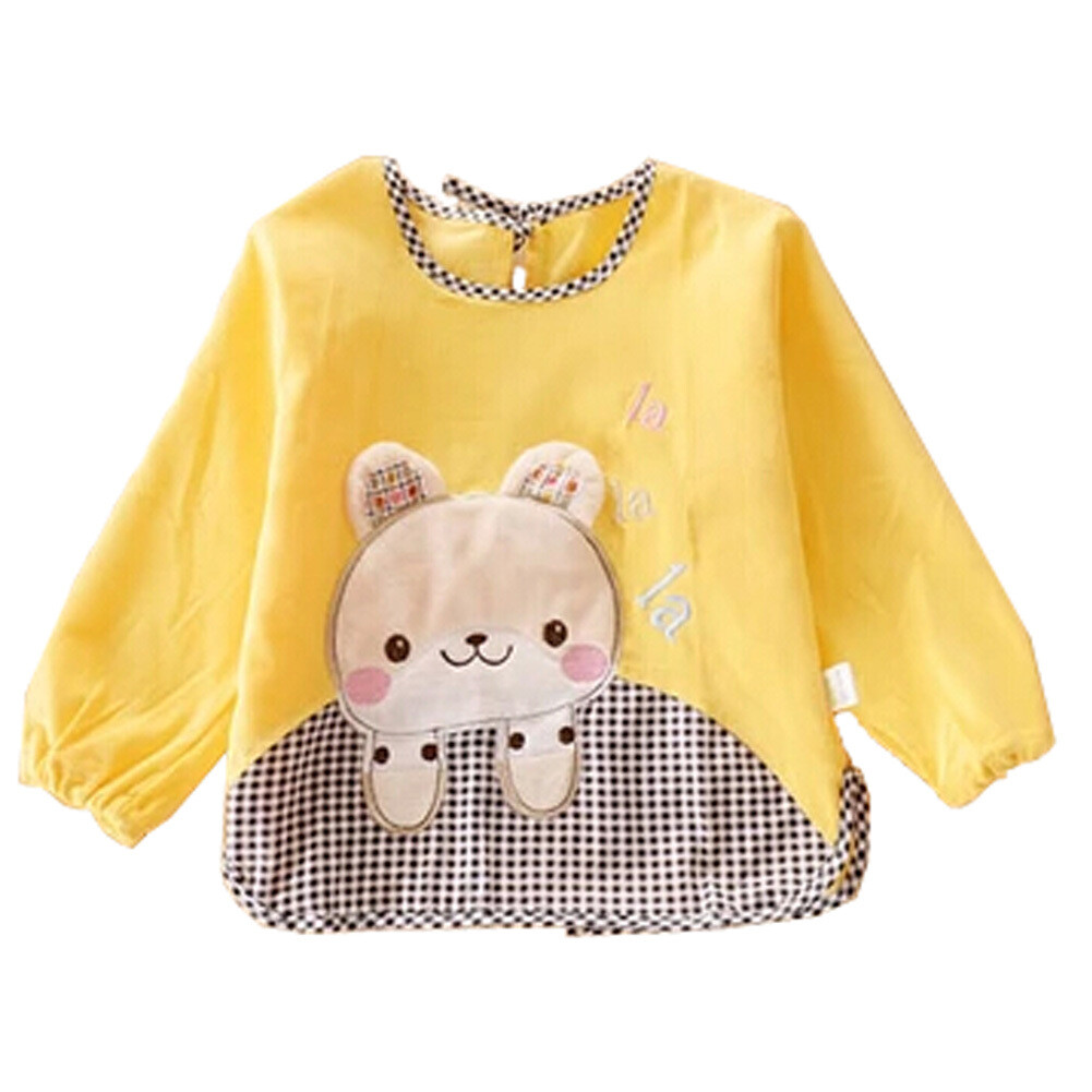 Lovely Bear Smocks Baby Feeding Clothes Baby Bibs  ,yellow
