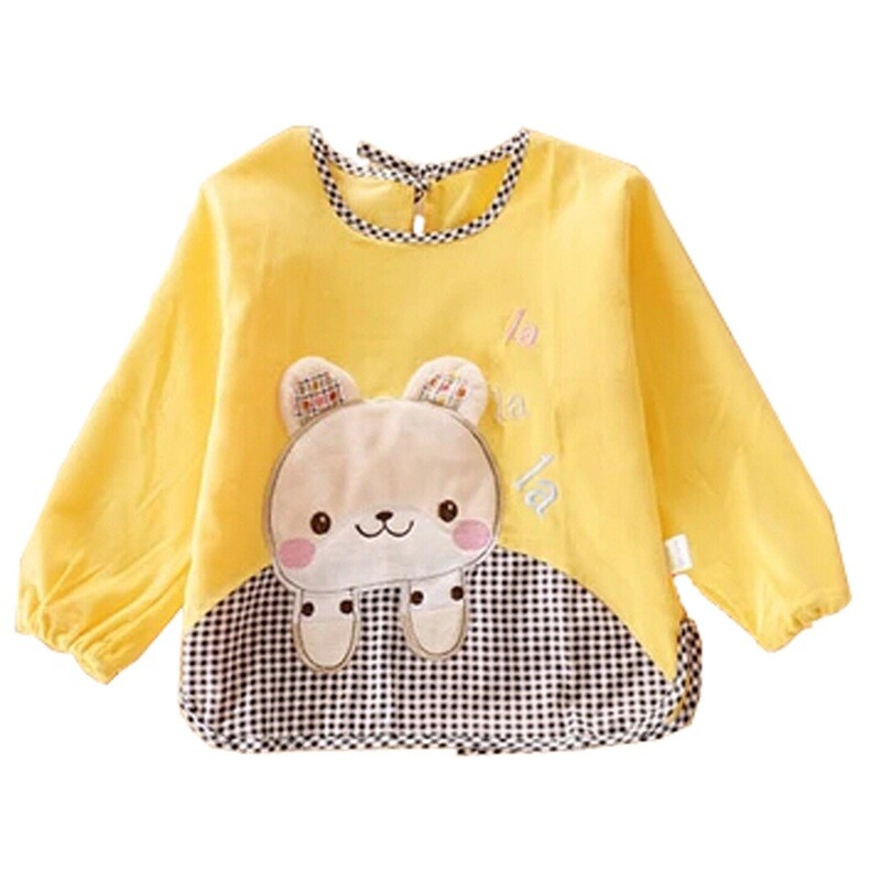 Lovely Bear Smocks Baby Feeding Clothes Baby Bibs  ,yellow