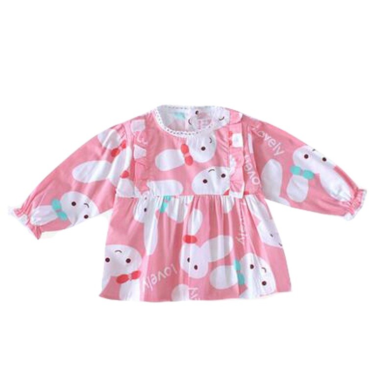 Lovely Girl&#39;s Long-sleeves Bib Overalls Feeding Clothes Baby Bibs, D