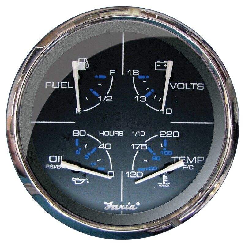 Faria 5&quot; Multifunction Gauge Chesapeake Black w/Stainless Steel - Fuel, Oil (PSI), Water Temp &amp; Voltmeter