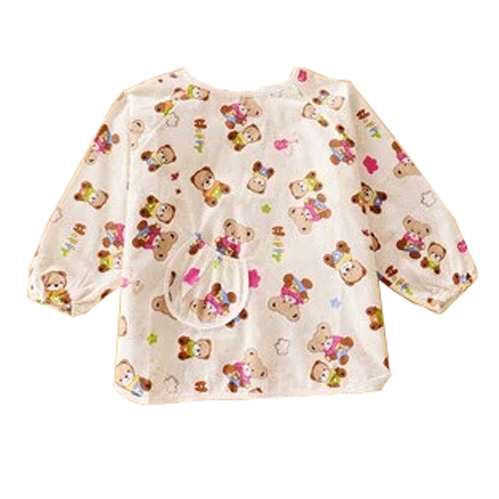 Lovely  Guitar Bear Smocks Baby Feeding Clothes Baby Bibs  ,white