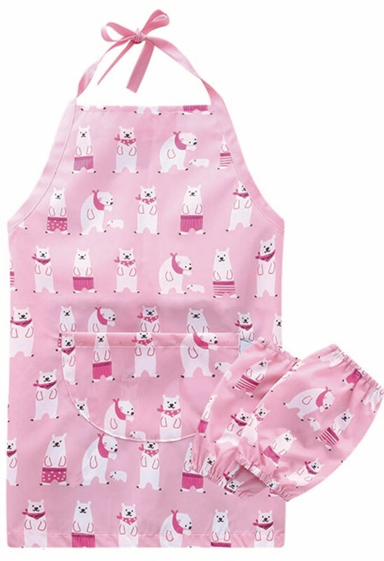 Pink Childrens Aprons Kitchen Apron For Kids With Cuff